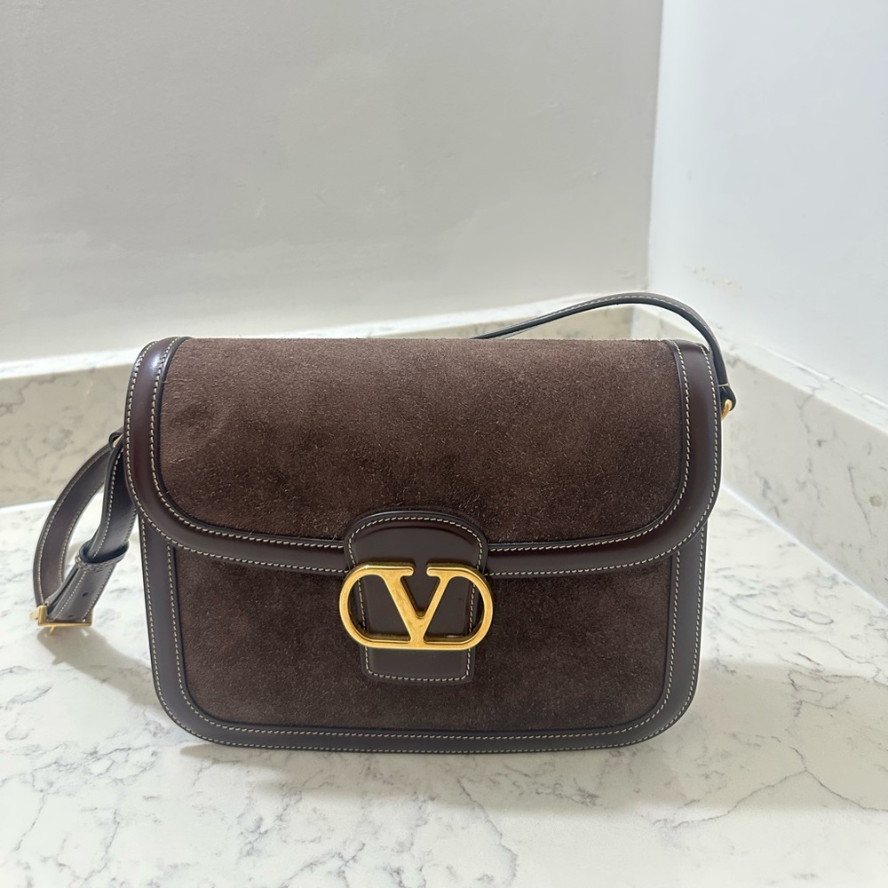 Valentino 9to5 Suede brown shoulder bag